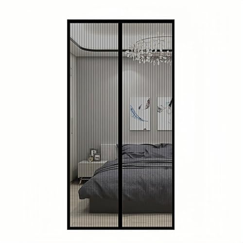 Puerta de Malla Magnética,Mosquiteras para Puertas,Mosquitera Magnética para Puertas de Balcones,Sótanos y Terrazas,Cierre Magnético Automático,Fácil Instalación Sin Taladrar,Negro,90x210cm