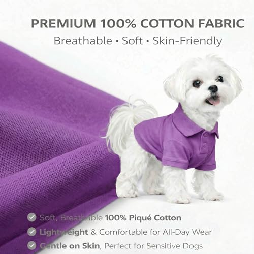 lovelonglong Basic Dog Polo Shirts Premium Cotton, Polo T-Shirts for Large Medium Small Dogs with a Two-Button Collar Blank Color Violet XS by Lovelonglong - Used condition - Image 2