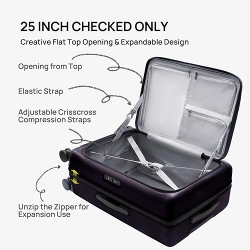 Image of NINETYGO Carry On Luggage 22x14x9 Airline Approved, 20 Inch Suitcase with Front Compartment, Lightweight PC Hard Shell, Cup Holder, Clamshell, TSA Lock, Spinner Wheels (Blackcurrant Oolong)