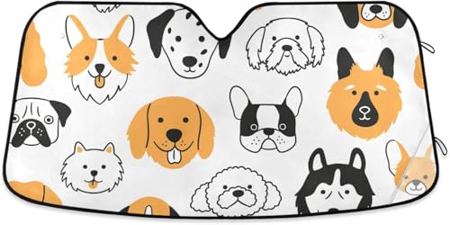 車用サンシェード 犬柄 動物 車窓日よけ ナポレックス 吸盤2個付 遮光断熱 紫外線対策 UVカット 簡単取り付け カー用品 便利グッズ S
