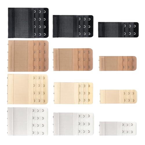 12 Pack Flexible Bra Extender Strap 2/3/4 Hooks Adjustable Bra Strap
