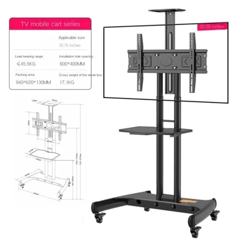 Soporte móvil para TV ajustable 32-75 pulg con ruedas miniatura 3