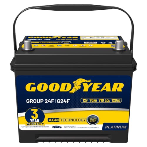 Image of Goodyear 24F-AGM BCI Group Size 24F 12V 70 AH, 120RC, 710 CCA Platinum series Rechargeable AGM Maintenance Free Automotive Battery