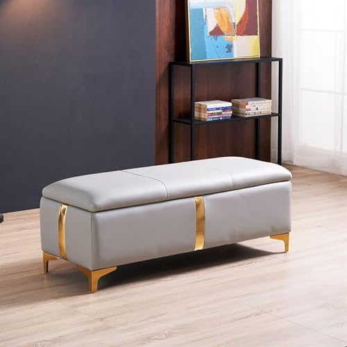 Banco otomano elevable de piel sintética rectangular para final de cama 2