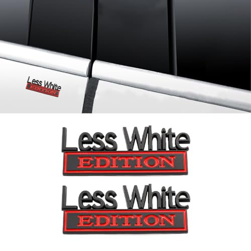 image for CARRUN 2 Pcs Less White Edition Emblem Car Side Rear Front Hood Trunk 