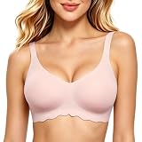 HORISUN Bügelloser BH Damen Bequemer Nahtloser Push up BH mit Starker Halt und Anti Achselbeulen Ideal für Yoga Schlaf und Alltag (Rosa Hell L)