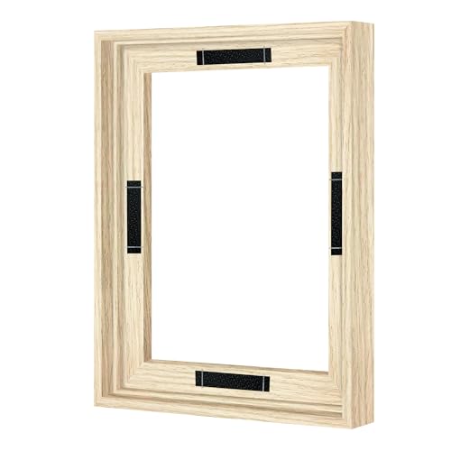 Abtgt 8x10 Canvas Floating Frame with 0.9 Deep 8x10 Floater Frames for Canvas Paintings with Adhesive Vertical or Horizontal Wall Art frame for Prints Oil Painting Diamond Decor Natural 1 Pack