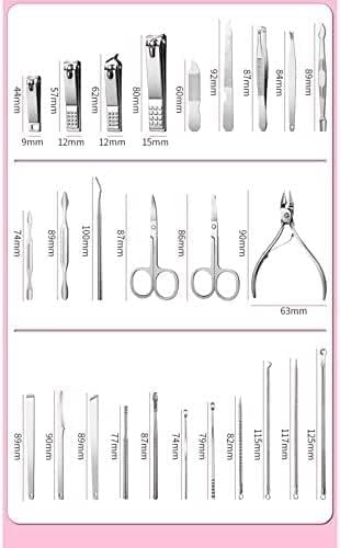 Nail Clippers, Manicure Pedicure Set,Nail clippers manicure set,26Pcs Manicure Set Stainless Steel Nail Clippers Cuticle Nipper Pedicure Care Tool Dead Skin Scissor Cleaning Grooming Kit (Color : B Si