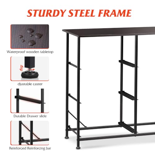 Image of WLIVE Vertical Storage Tower, Dresser with 6 Easy Pull Fabric Drawers, Sturdy Metal Frame, Wood Tabletop, Easy Pull Handle, Organizer Unit for Bedroom, Hallway, Nursery, Entryway, Closets,Black Walnut
