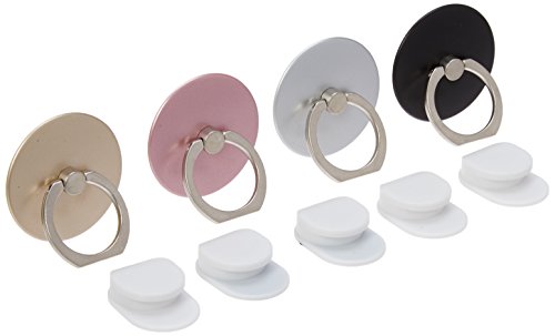 Cell Phone Finger Holder, Amoner 4 Pack Phone Ring Holder 360° Rotation Ring Stand Grip Car Mount Kickstand for iPhone, Samsung and Other Android Smartphones