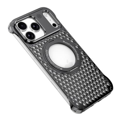 Coque iPhone 17 Pro Max sans cadre en aluminium titane noir aimantée