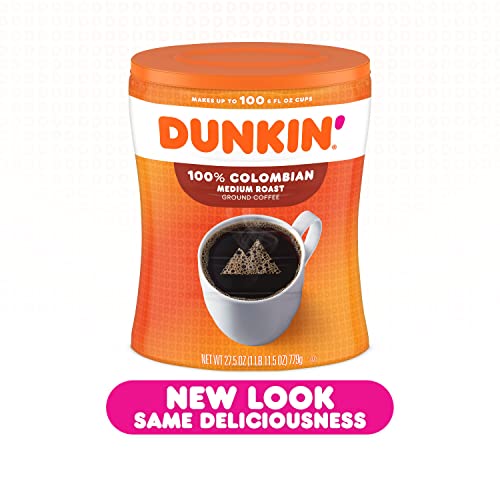 Dunkin' 100% Colombian Medium Roast Ground Coffee, 27.5 Ounce Bag (Pack Of 4) #TOP1