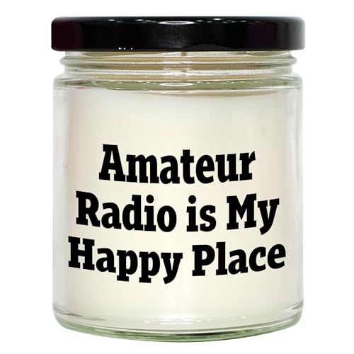 Amateur Radio is My Happy Place Vanilla-Scented Candle - Birthday Unique Gifts for Amateur Radio Enthusiasts - Funny Gifts from Radio Operators