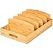 Umilife Large Food Container Lids Organizer for Kitchen Cabinet and Drawer, Bamboo Organizer with 5 Tall Adjustable Dividers, Plastic Lids Organization and Storage