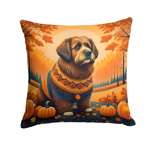 Caroline's Treasures DAC1028PW1818 Briard Fall Fabric Decorative Pillow Machine Washable, Indoor Outdoor Decorative Pillow for Couch, Bed or Patio, 18Hx18W