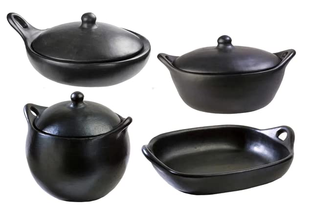 CHAMBA SET 3 - Authentic & Durable Clay Pots for Cooking, Handmade Cookware That Can Be Used as Saute Pan, Microwave Cookware, Stew Pot, Simmering Pot & More, Clay Pot for Cooking on Stove