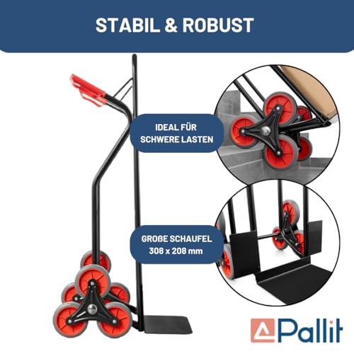 Pallit Diablo-S Steekwagen, trapsteekwagen, 160 kg, staal, ergonomische transportwagen voor verhuizing, aankopen - Afbeelding 3