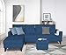 Adorn India Hallton L Shape Decent Sofa Set 7 Seater with Ottoman (Left Side) (Blue) (3 Year Warranty)