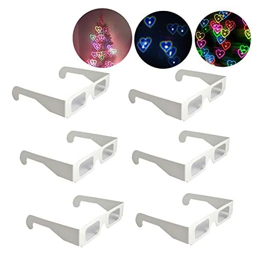 EEkiiqi 30 Packs Rainbow Hearts Diffraction Glasses Heart Shapes 3D Glasses Special Effect Light for Outdoor Music Party/Bar/Fireworks Displays/Holiday/Club/Lights (30 Pairs)