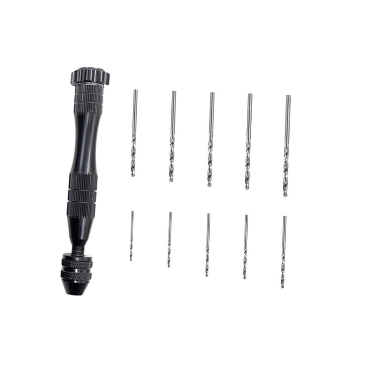 ARTIBETTER 11-piece Hand Twist Drill Set Pin Vise Tool Hand Drill Single-ended Wire Gauge Bit Holder Twisting Tools for Jewelry Bead Diy Craft