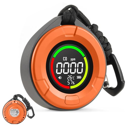 3-in-1 Portable Carbon Monoxide Detector for Travel, Rechargeable CO Alarm with Temperature & Humidity Display, Smart Air Quality Monitor for Home,...