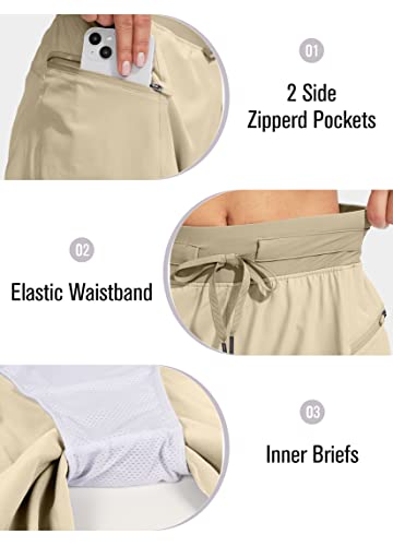 Svensker Women's Athletic Shorts With Pockets High Waisted 5 Inch Quick Dry Gym Exercise Workout Running Shorts For Women(Khaki, Xs) #TOP3