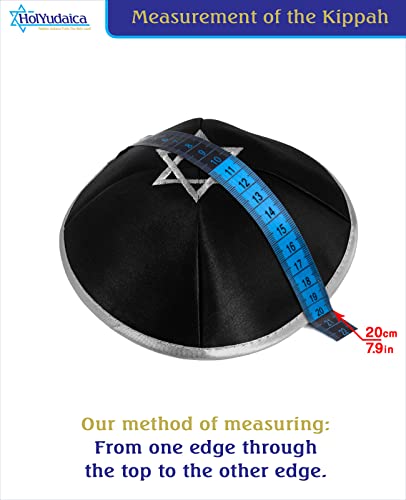 Image of Pack of 5-Pcs Hq 20cm Satin /Velvet Kippah with Silver /Gold String+Star of David for Men & Boys, Israel Kippot Bulk