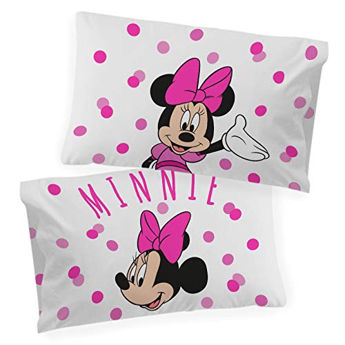Image of Jay franco Disney Minnie Mouse Glow in The Dark 2 Pack Reversible Pillowcases - Double-Sided Kids Super Soft Bedding (Official Disney Product)