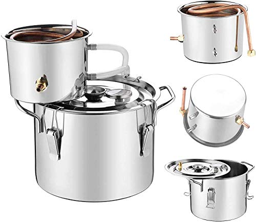 SUNCOO Moonshine Still, 5 Gal/ 20 Liters Multifunctional Water Alcohol Distiller, Home Brewing Kit for Whisky, Build-In Thermometer, 304 Stainless Steel, Cooper Tube
