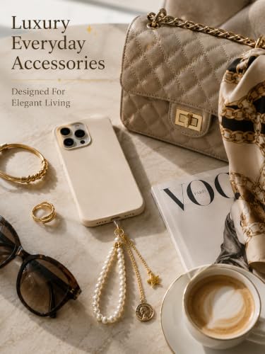 Image of Handmade Beaded Phone Charm Strap for Women & Girls | Aesthetic Mobile Charm | Pearl & Crystal Bead Wrist Strap | Cute Phone Bag Accessory | Korean Style