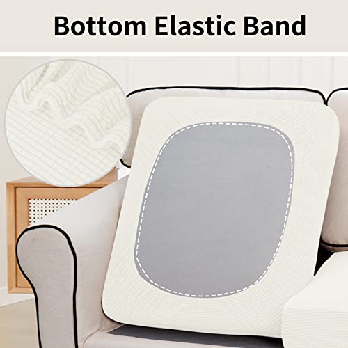 Image of Easy-Going Stretch 3 Pieces Couch Cushion Cover for Sofa Seat