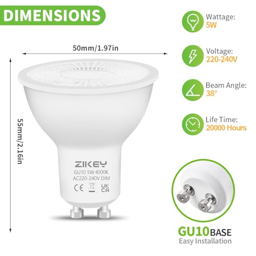 Ampoule LED GU10 spot 5W équivalent 50W blanc neutre 4000K pack