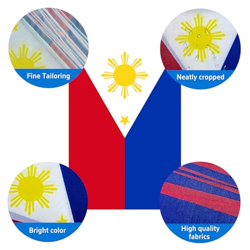 Image of AhfuLife 30 Pcs Philippines String Flags for Independence Day Decorations, Small Filipino Flag Bunting Banner - Double Sided for National Day Christmas Party Decorations (5.5x8.3 Inch-33 Ft)