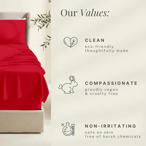 Image of Hearth & Harbor Extra Deep Pocket Sheets - Fits Mattress 18-24 Inches Deep - Extra Deep Pocket Full Size Sets - 6 Piece Full Size - Full - Cherry Red