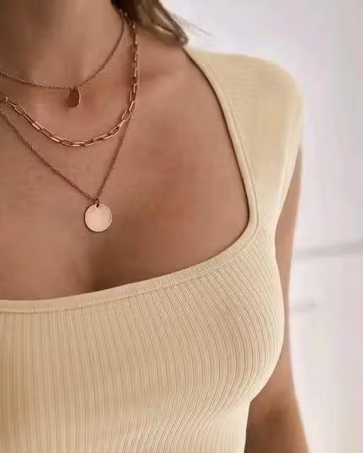 Image of Square Neck Sleeveless Unique Crop Top for Women - Lycra, Solid Design, Comfortable Fit, Stylish Summers