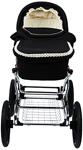 Friedrich Hugo PCS_NL-B2-2IN1-GC-R5-BLACK Natureline Uni, 2 in 1 Kombi Kinderwagen, Öko Nostalgie Kinderwagen, Edward Night Silver, silber
