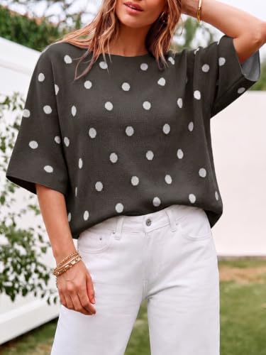 Image of Cicy Bell Womens Oversized Short Sleeve Sweaters Tops Knit Fall Pullovers