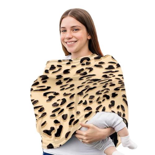 Image of Forchrinse Cheetah Nursing Cover for Babies Breastfeeding Scarf Soft Car Seat Cover Infant Carseat Canopy Multi-Use Cover for Mom