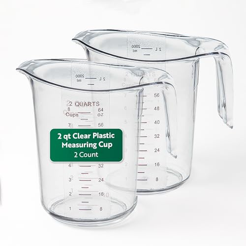 Image of Restaurantware 2 qt Clear Plastic Measuring Cup, 2 Pack