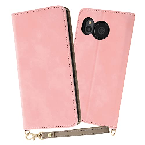 AQUOS sense7 ケース SH-53C SHG10 SH-M24 耐衝撃 手帳型 ケース マグネットなし レザー Raffine/ピンク