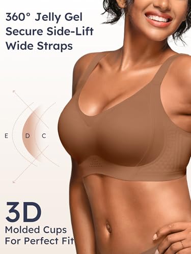 Image of Seamless Supportive Bras for Women No Underwire - M-4XL Jelly Bra | Wireless Full Coverage Bralette, Plus Size, Comfortable T-Shirt Bra for Older, Lightly Padded, Buttery Soft