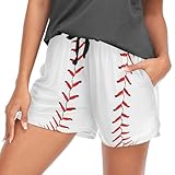 Oarencol Baseball Sport Softball Pattern Athletic Shorts for Women Lounge Pj Bottoms Workout Running Yoga Gym...