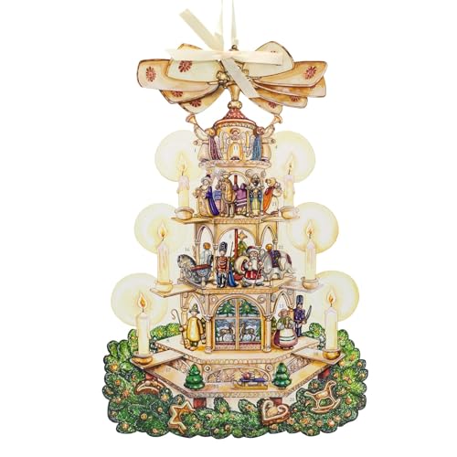 Christmas Pyramid Advent Calendar | Large Traditional Picture Advent Calendar with Nutcrackers, Santa & Woodland Scenes - 56x38cm