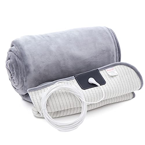 hooga Grounding Blanket for Improved Sleep Pain Relief Energy Inflammation. Grounded Throw Earth Connected Bedding. Conductive Silver Fiber. Grounding Cord Included. 50x60 Inch Throw.