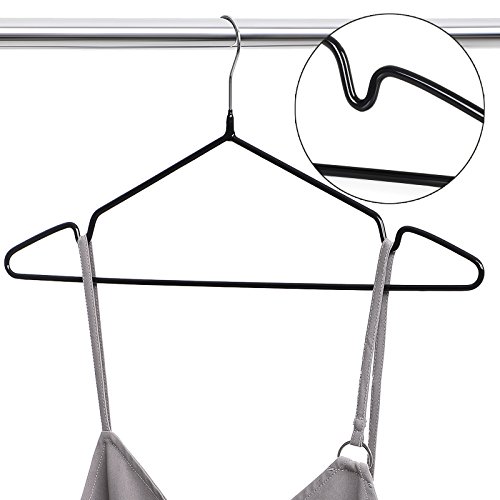 SONGMICS Set di 20 grucce Appendiabiti in Metallo Sottile, Antiscivolo, Ø 4 mm, salvaspazio, Ganci girevoli a 360°, Nero CRI33B-20 - Immagine 4