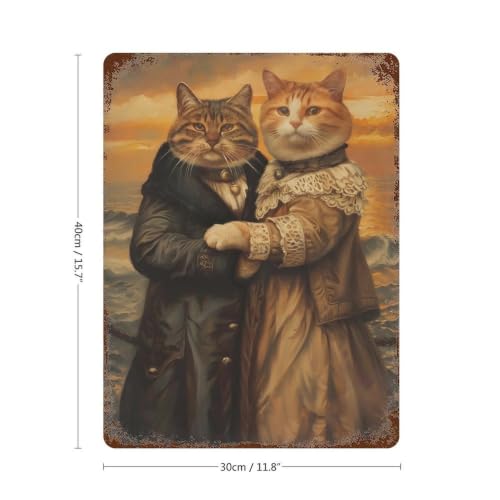 Cartel de metal de gatos de 40x30 cm decorativo retro vintage para pared de hogar 2