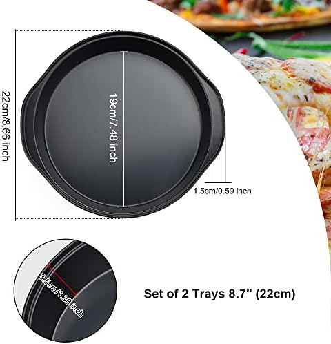GIRAFEDA 2 Pack Victoria Sandwich Tin 8 Inch Sponge Cake Pan Round Cake Tin Non-Stick Victoria Sponge Tins Wide Flat Handles Magic Cake Tin for Cakes Desserts Pies Baking Treats - 22 x 4cm, Black
