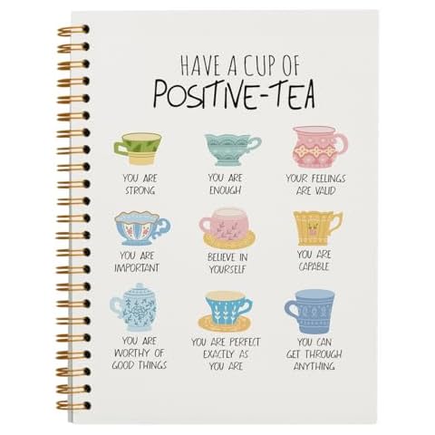 PLKMN Funny Mental Health Notebook, Positivi-Tea Mental Health Journal for Women, Positive Mental Health Gifts, Therapy Journal for Mental Health, Spiral Notebook 5.5x8.3 Inch Cover