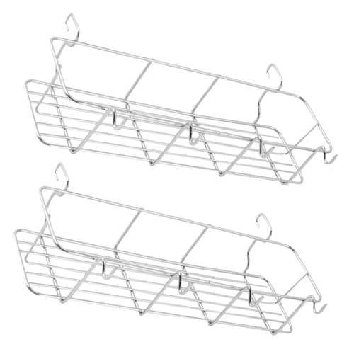 Toddmomy 2Pcs Stainless Steel Grill Hanging Basket Seasoning Bottles Organizer Rack for Outdoor Bbq Compact Design for Camping and Picnics Versatile Condiment Holder with Hooks