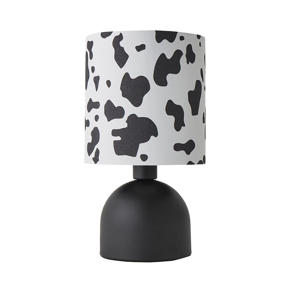 ValueLights | Miley Cow Print Drum Lamp Shade Matte Black Table Lamp with LED Bulb | Table Lamps, Home Décor & Improvement Essential | Included LED Bulb